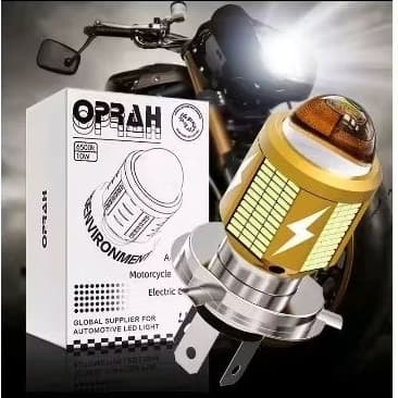 1 Lâmpada Led Projetor H4 Oprah, 360°, 6000K, Moto, Carro 12V