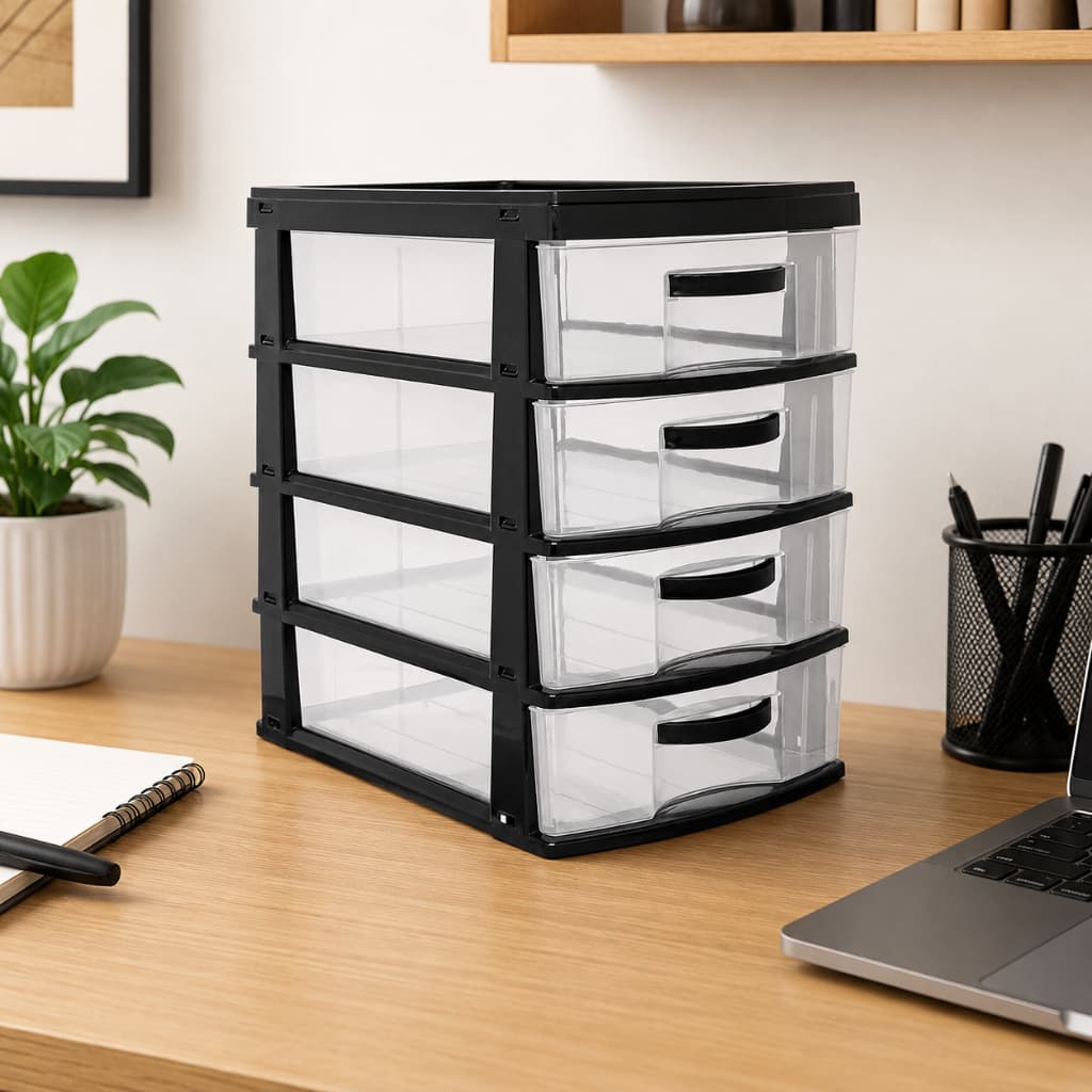 Gaveteiro Organizador 4 Gavetas de Plástico Grande Cozinha Banheiro Quarto Multiuso