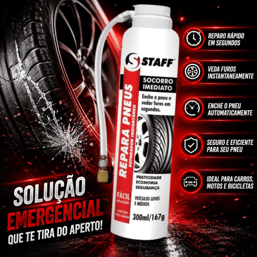 Repara Pneus 400ml Staff - Socorro Imediato