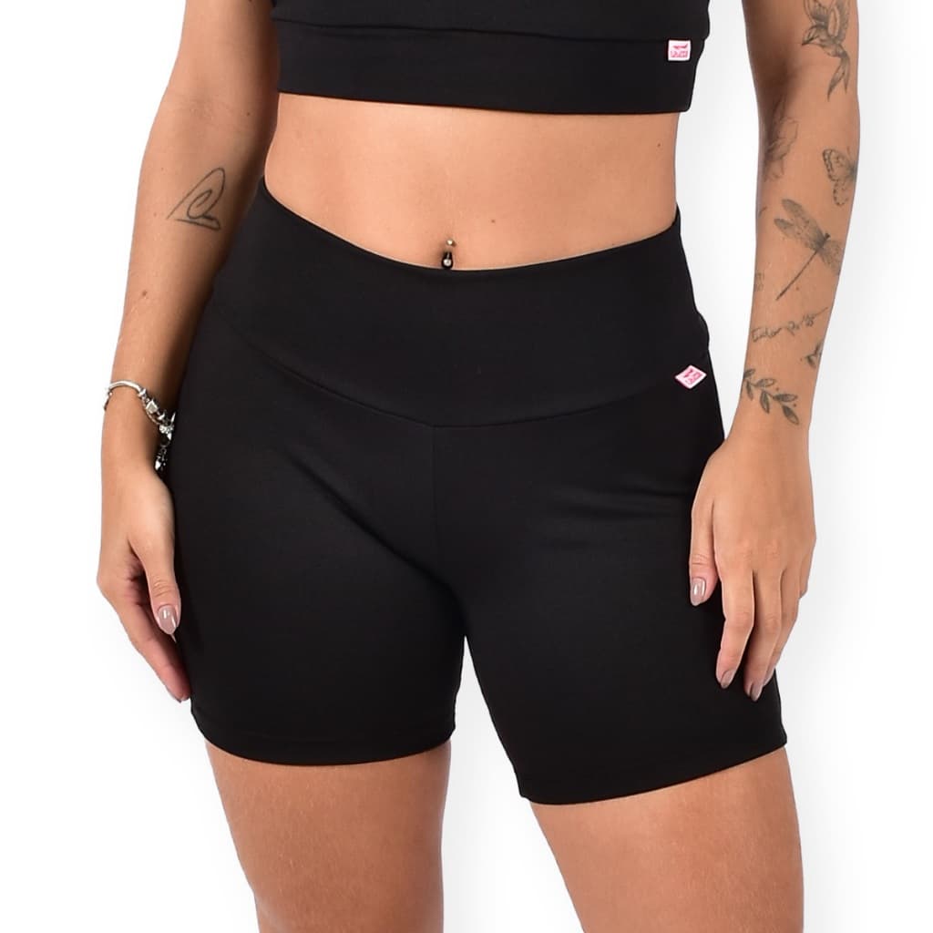 Shorts de Academia Feminino Suplex Meia Coxa Cintura Alta Fitness Zero Transparência