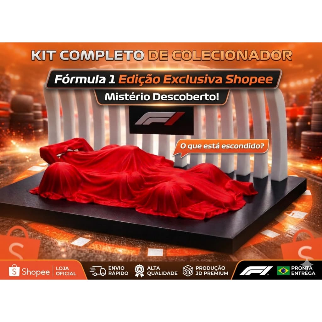 Miniatura Carro F1 Sob Capa Cenário Expositor Colecionável Decoração Setup Gamer Premium