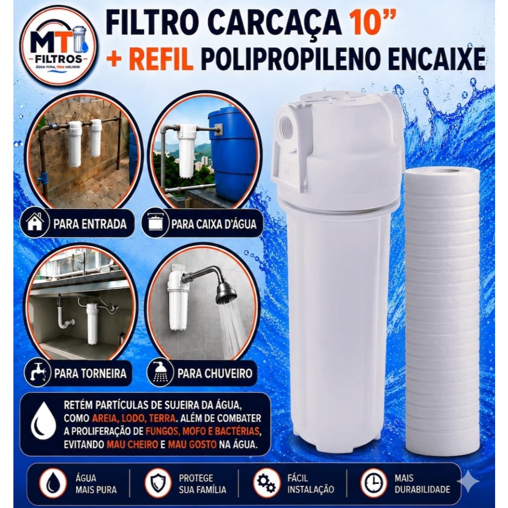 Filtro de Água Redução Partículas de Sujeira. Cavalete, Caixa dágua, torneira, chuveiro. PURIFICADOR