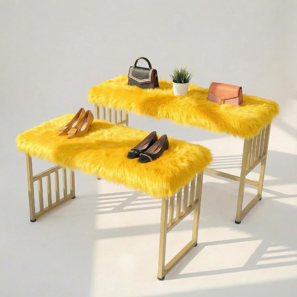 Manta Pelucia Pelo Alto Luxo Amarelo Decoração Newborn Sofá 80x50cm - Novadecora