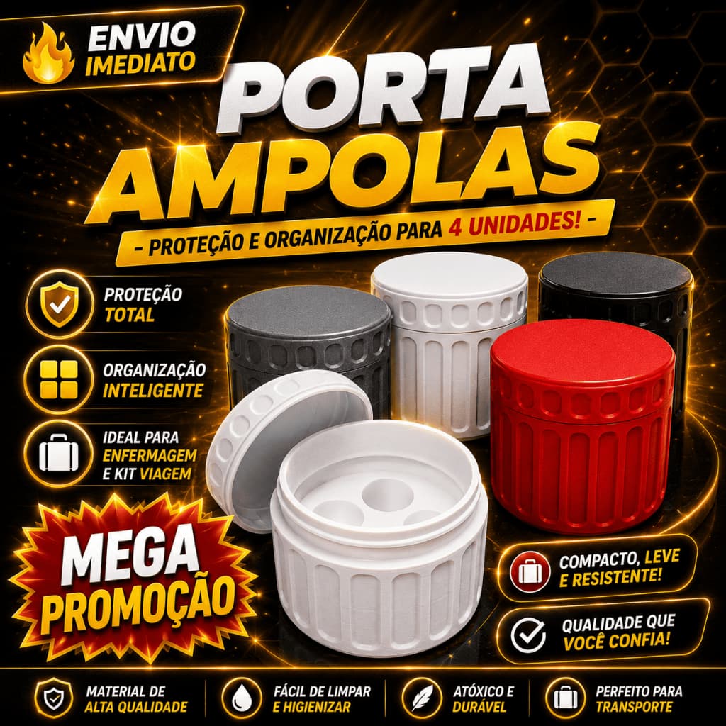 Organizador De Ampolas Estojo Porta 4 Unidades Case Rígida Para Vacinas e Injeções, Mounjaro (tirzepatida)