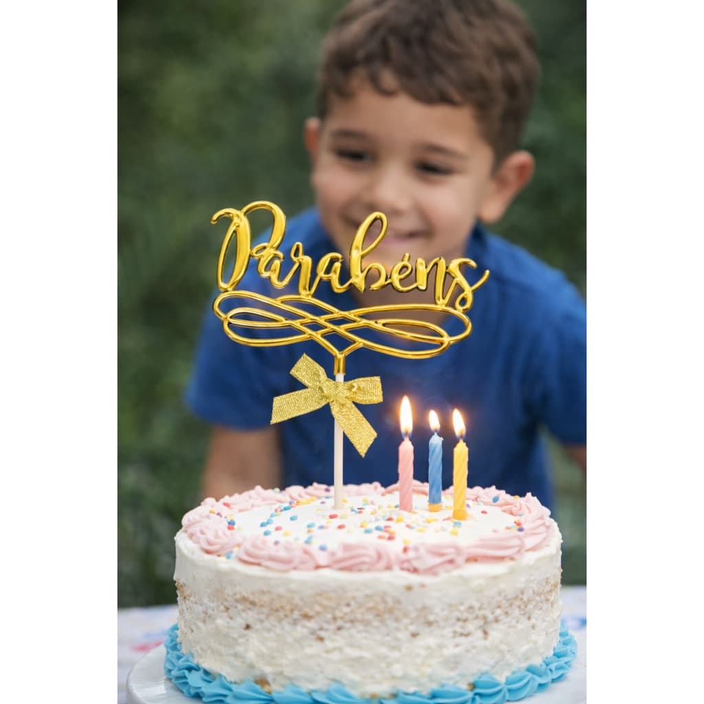 Topo De Bolo Parabéns Decorativo Festa Aniversário Metalizado Parabéns várias cores