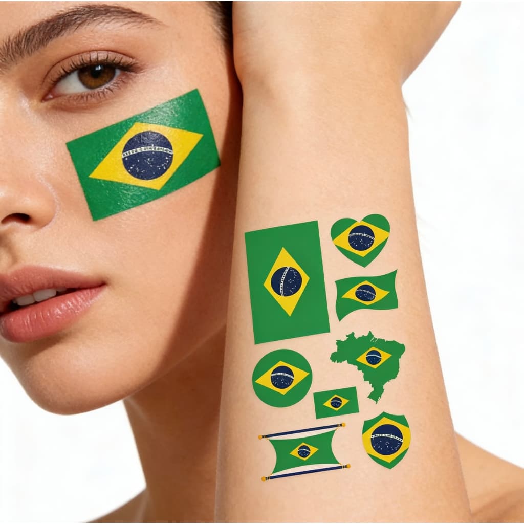 Adesivo Temporário Brasil para Festa Futebol e Torcida