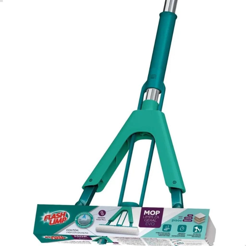 Mop Evo Limpeza Geral Dobrável Rodo Espuma Pva Magico Flash Limp Mop7673