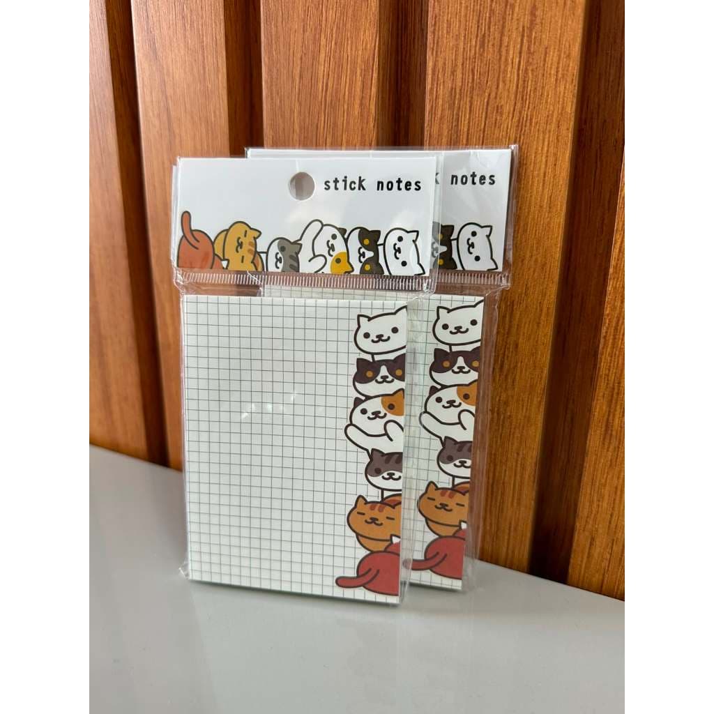 Bloco De Notas Adesivas Fofo Gatinhos Quadriculado Stick Notes Papelaria Kawaii Cute