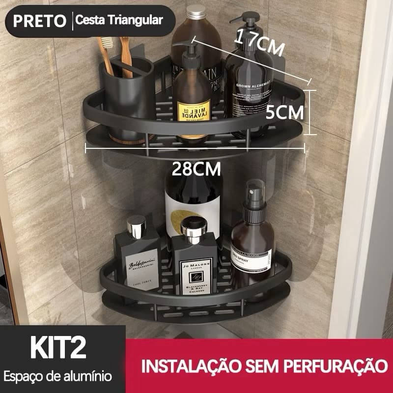 Suporte De Shampoo Prateleiras De Banheiro Sem Furo Premium，Prateleira de armazenamento de cosméticos