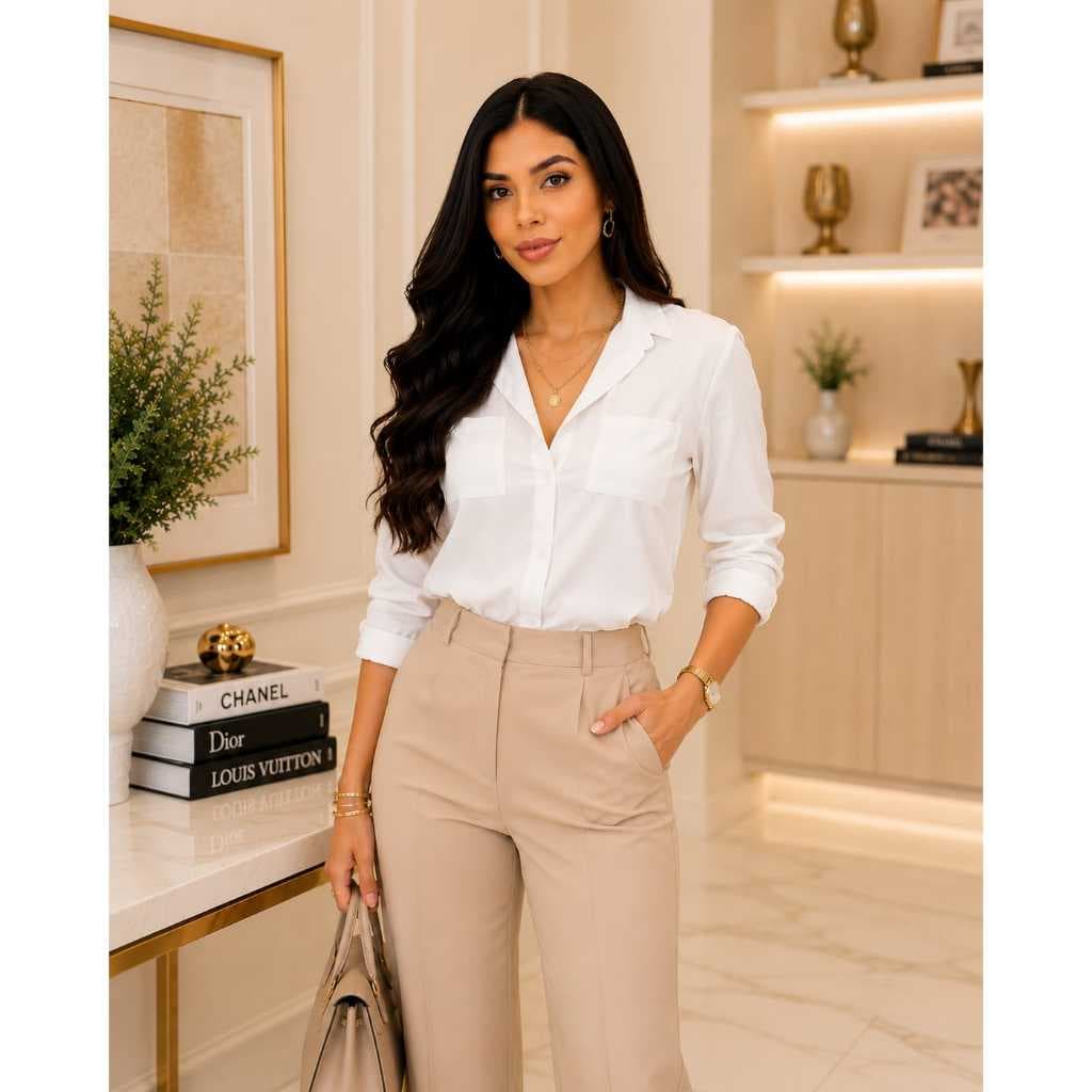 Camisa Social Feminina Elegante Manga Longa Lisa Blusa Social Casual Chic Tecido Leve e Sofisticado Premium Várias Cores