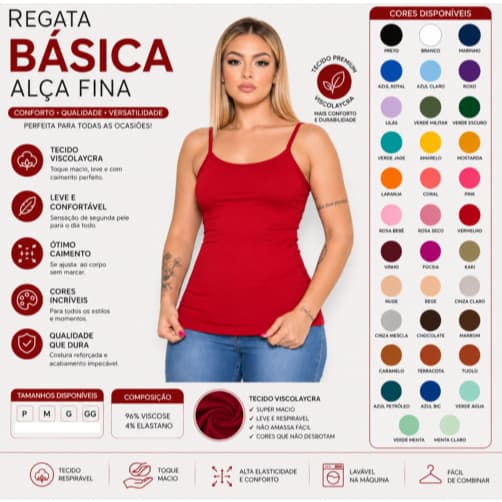 Blusa Plus Size Viscolaycra Sem Bojo Alcinha Moda Básica Lisa