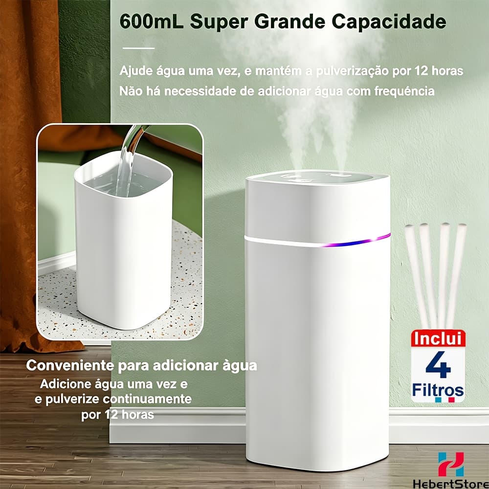 Umidificador De Ar E Led Multifuncional Para Quarto E Luzes Coloridas Led Ultrassônico EscritóRio