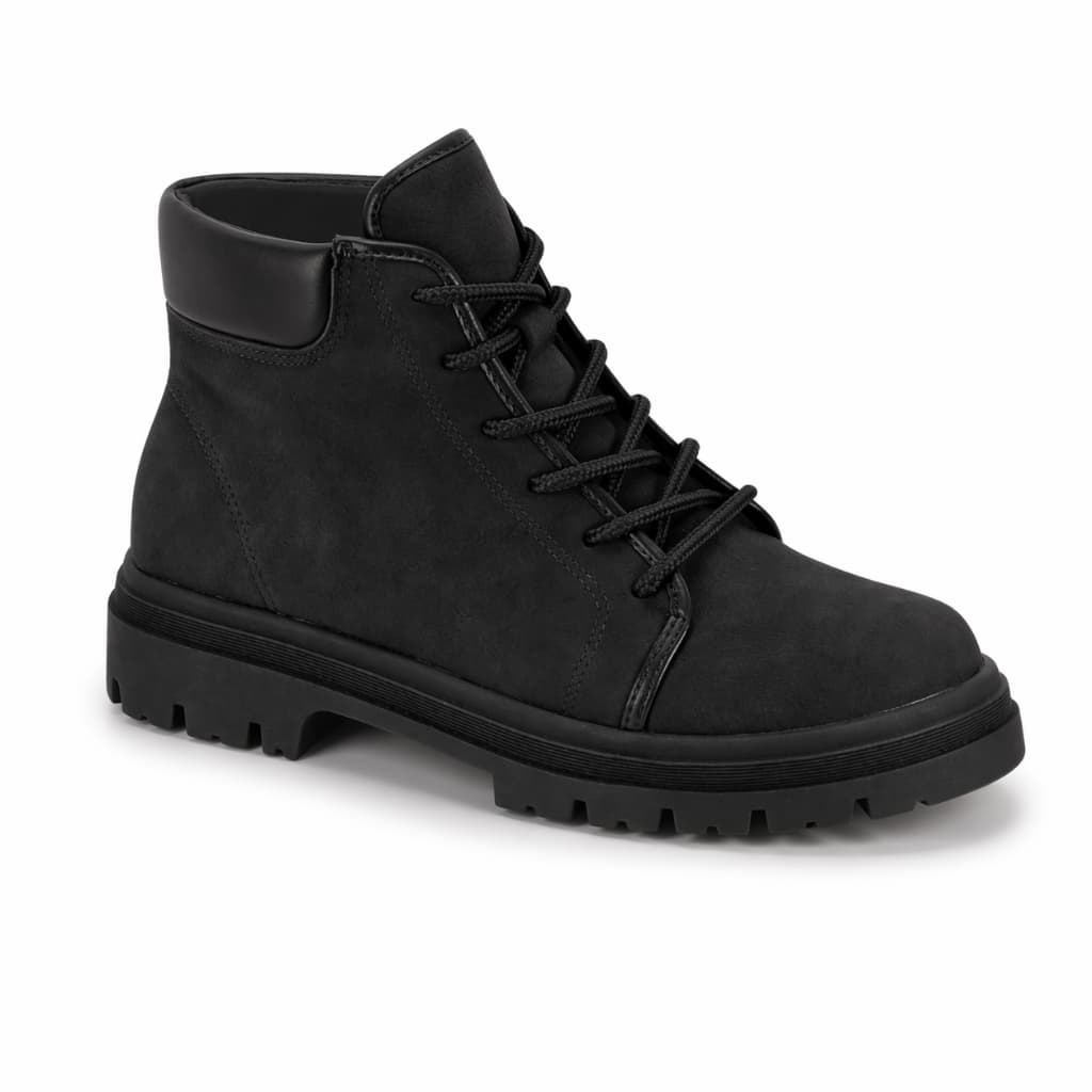 Bota Feminina Moleca Coturno Tratorada Estilosa Cano Baixo Tendência Inverno Confortável Original