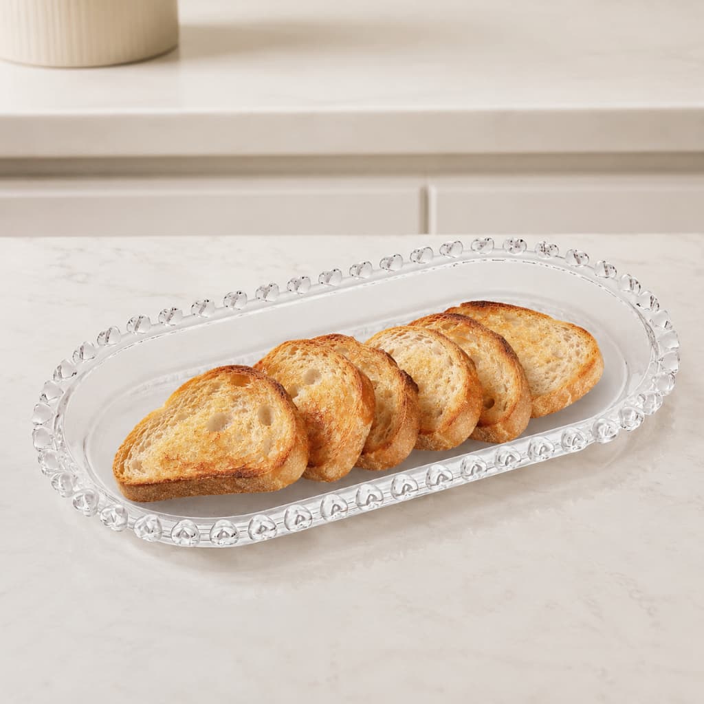 Travessa Lyor Bandeja Oval De Vidro Cristal Transparente Coração 25cm