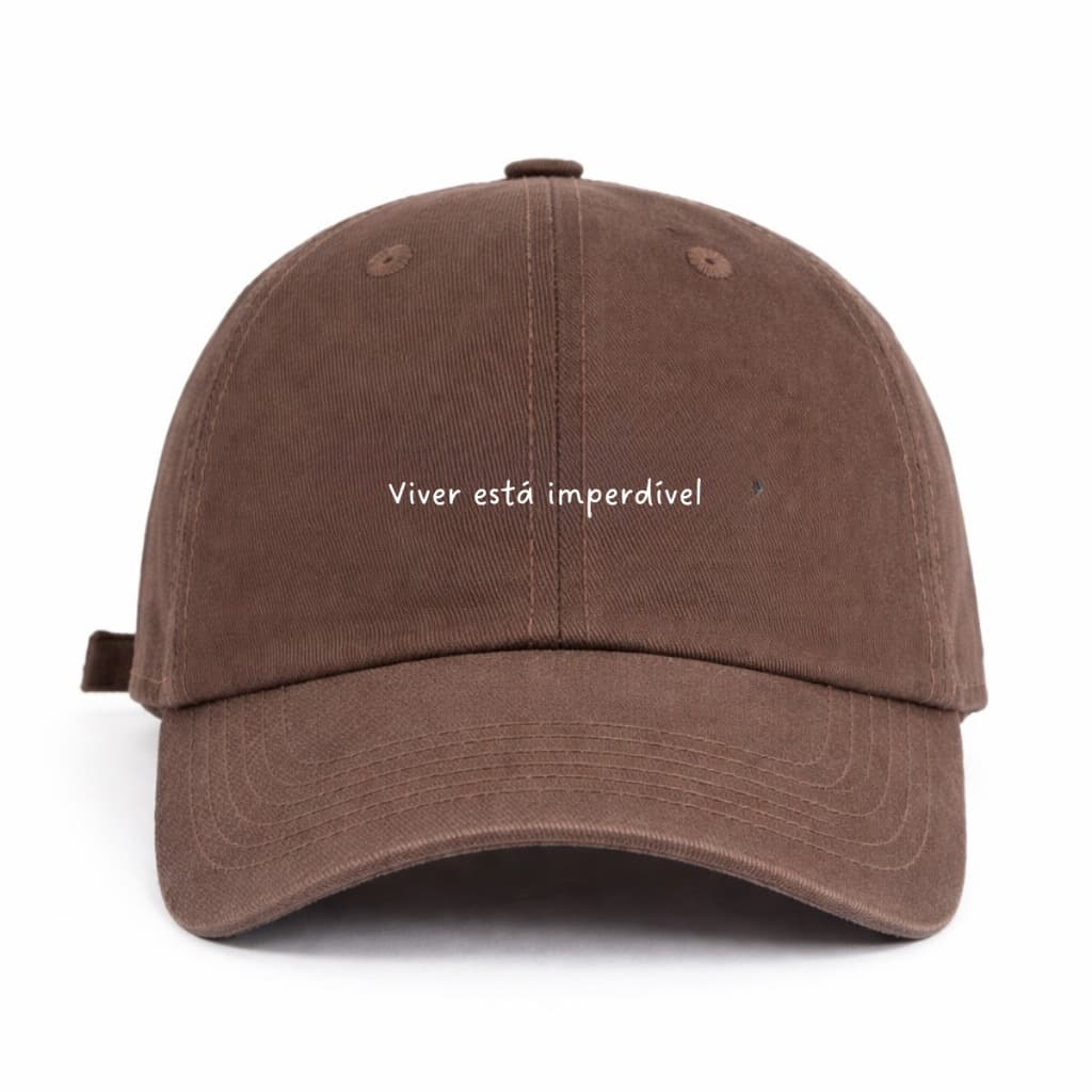 Boné Unissex Feminino Aba Curva Várias Cores Tecido Estampado Frase Viver Está Imperdível! Viagem Relax Férias Verão