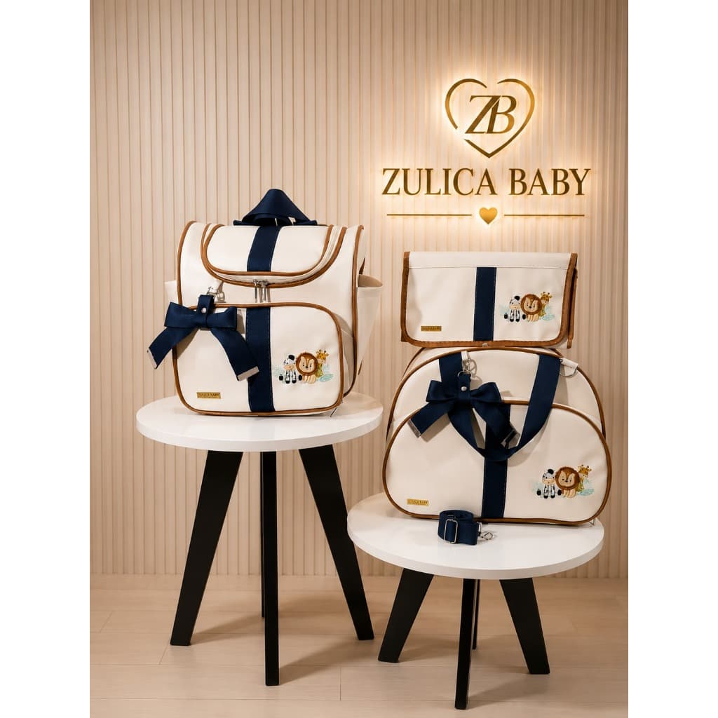 KIT BOLSA MATERNIDADE LUXO MADRI - 03 PEÇAS, BOLSA DE BEBÊ, MOCHILA E TROCADOR, ZULICA BABY MENINO, MENINA