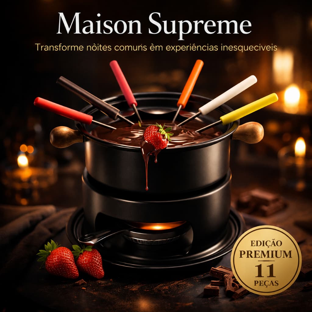 Maison Fondue Supreme 11 Peças – Aparelho de Fondue Completo Chocolate Queijo Carne Elegante Premium