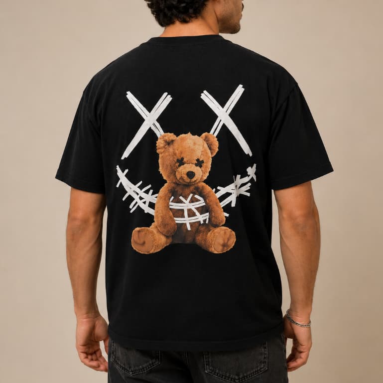 Camiseta Masculina Happy Little Bear Blusa Estampada Tendência  Fio 30.1 100% Algodão Moda Blogueiro Camisa Envio Rapido