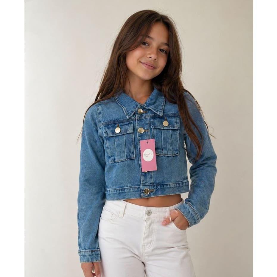 Jaqueta Jeans Feminina Infantil Juvenil Menina Casaco Jaqueta Jeans