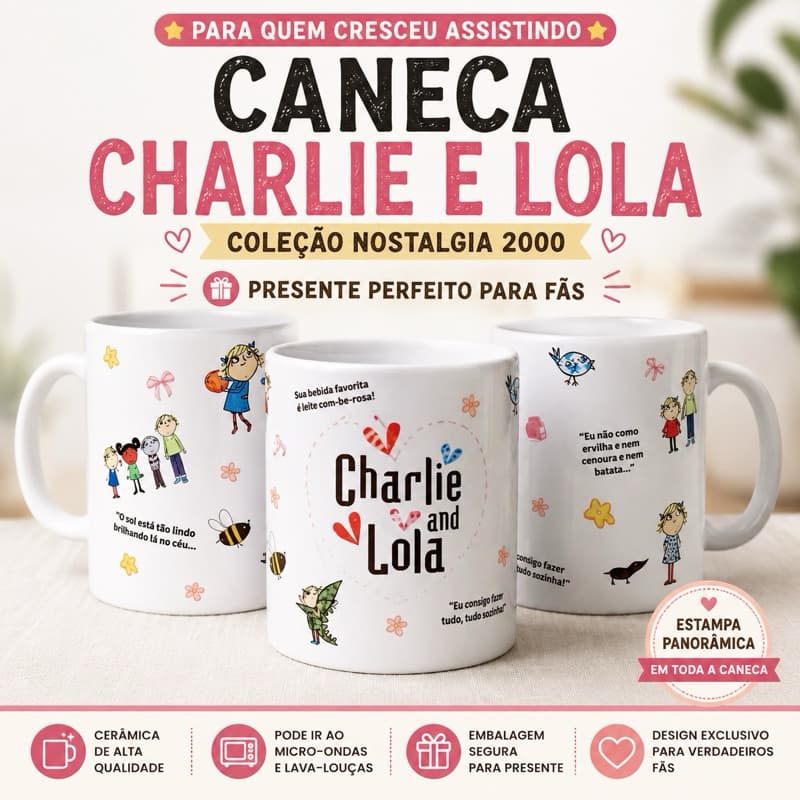 Caneca Charlie e Lola Personalizada | Desenho Animado Anos 2000 | Presente Nostalgia