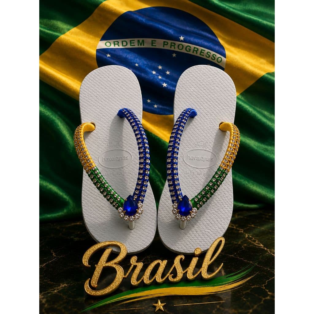 Chinelos havaianas original customizado/decorado copa do Brasil