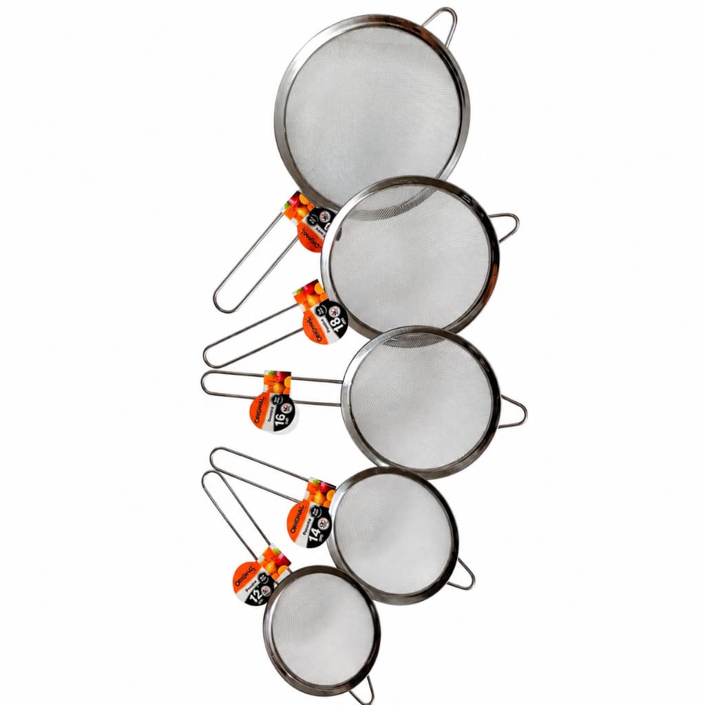 Kit Peneiras Em Aço Inox 12,14,16,18 E 20cm - Original Line Jogo de Coador Multiuso Durável e Versátil