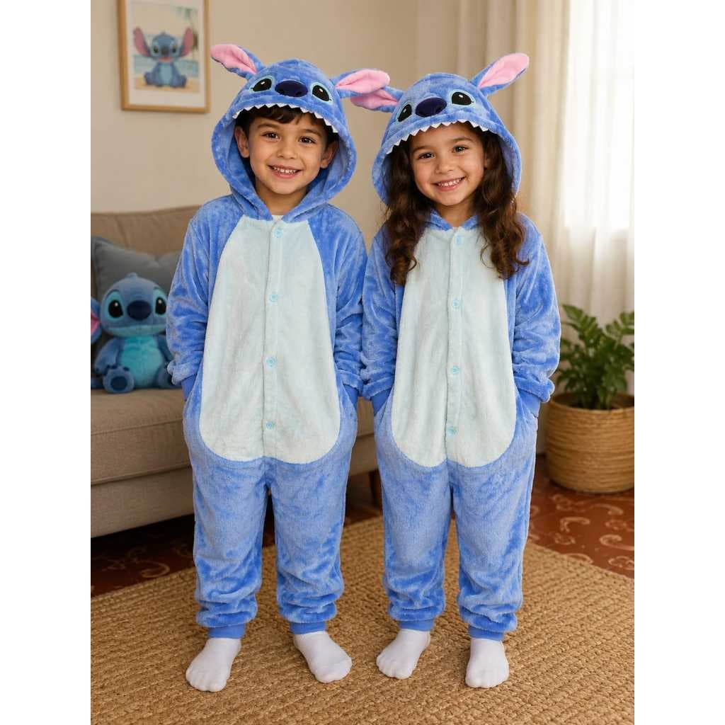 PROMOÇÃO Pijamas Kigurumis Macacão Fantasia Infantil Stitch Unissex