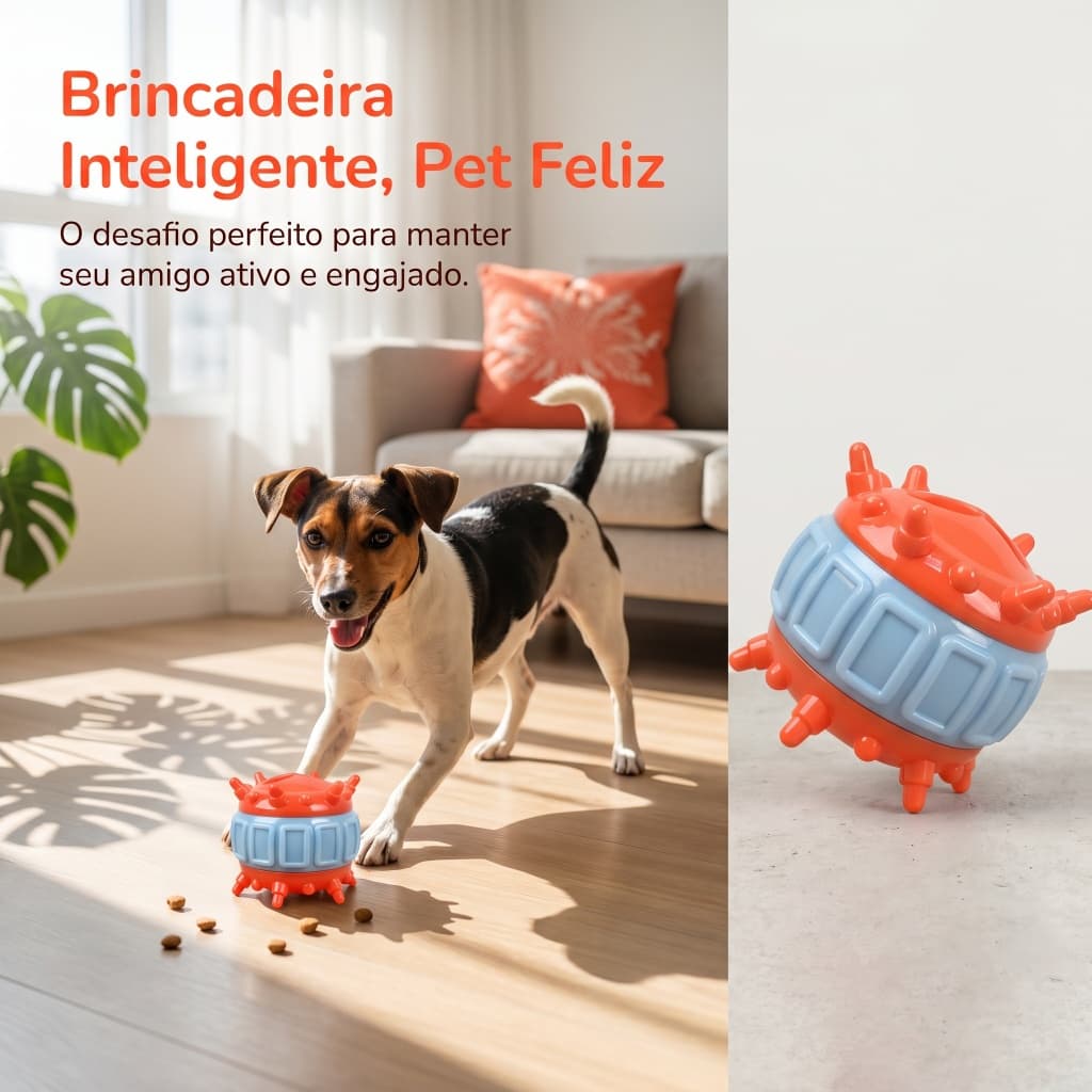 Bola Interativa para Cães e Gatos, Dispensa Petiscos, Limpa os Dentes, TPE Resistente
