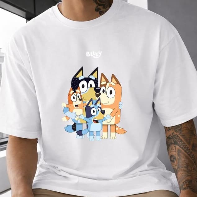 Camiseta Camisa Blusa Masculina 100%Algodão Blue e Bingo Casuais, Elegantes e Confortáveis Família