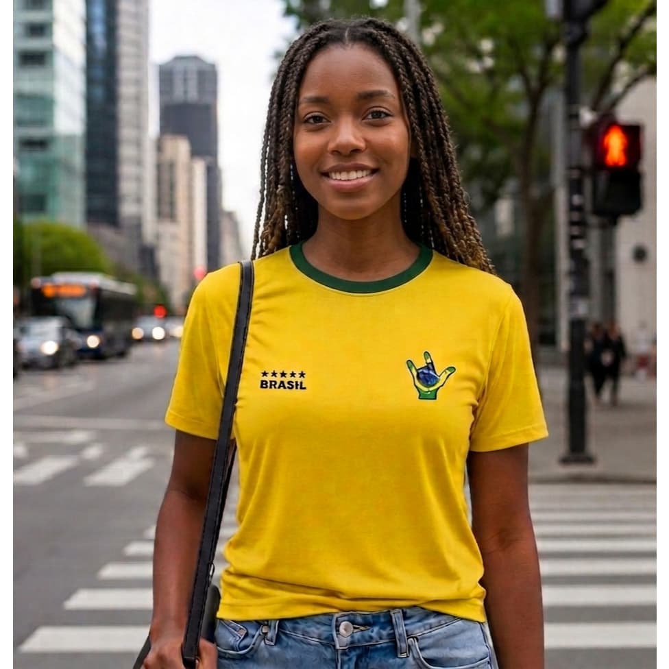 TORCIDA SELEÇÃO BRASIL CAMISETA BLUSA FIT MALHA FRIA AMARELA AZUL PRETA BRANCA PERSONALIZADA LIBRAS BANDEIRA FUTEBOL DTF