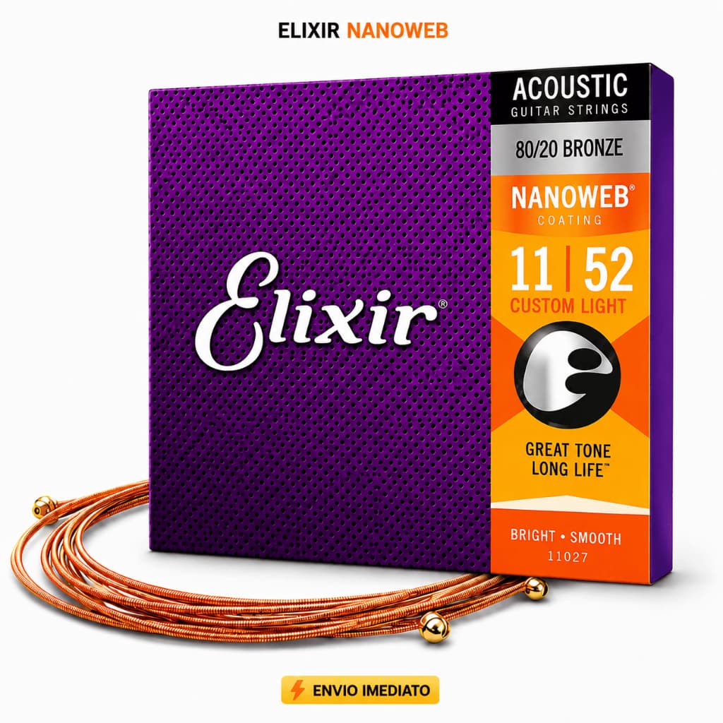 Cordas Elixir Nanoweb Violão Aço 80/20 Bronze 010 011 012