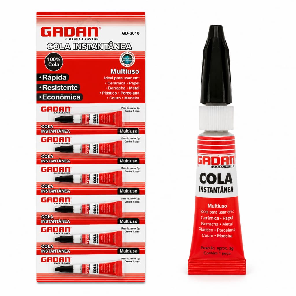 Kit 12 unidades Cola Instantânea Gadan Super Bonder Multiuso Super Forte Secagem Rápida