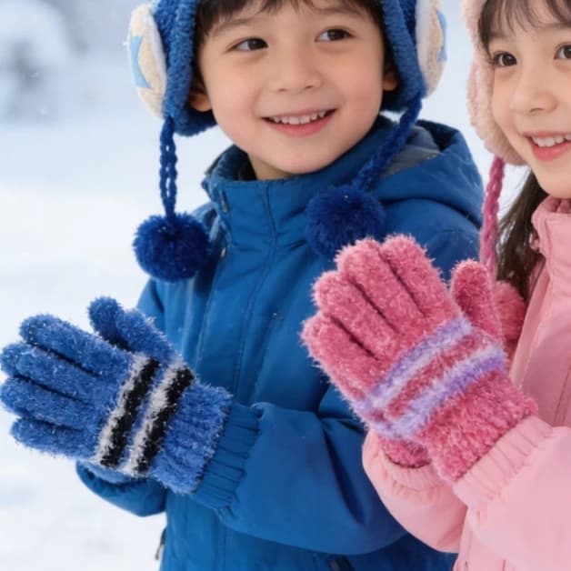 Luva Infantil Moda Inverno Cores Lisa Sortidas Estilo Frio Premium Menino Menina