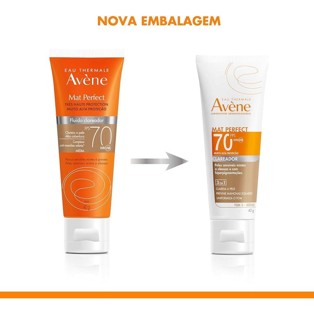 Protetor Solar Facial Avène Mat Perfect Fluido Clareador FPS70  40g