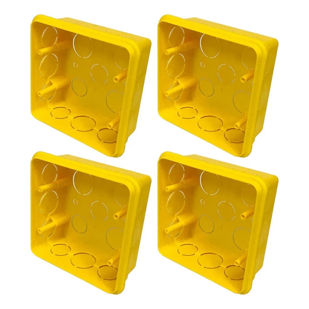 kit Caixa De Luz Embutir 4x4 Parede Amarela  4/8/12/20u.
