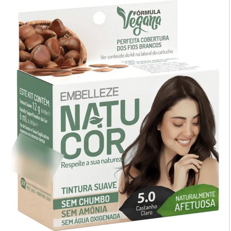 Tinta de Cabelo Natucor Naturalmente Afetuosa Castanha Castanho Claro 5.0