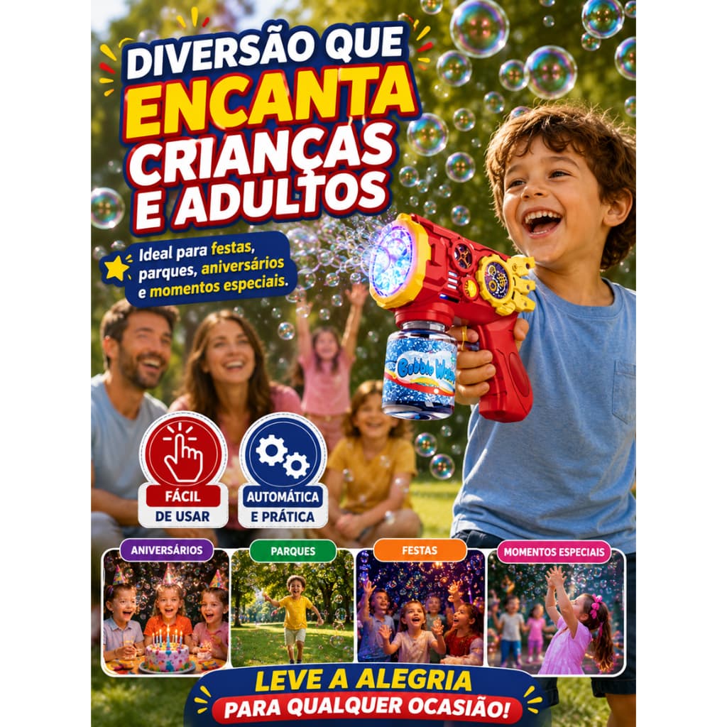 Bubble Gun – Pistola de Bolhas Automática