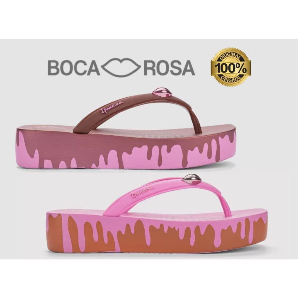 Tamanco Ipanema Boca Rosa Pluma Choco Pop 27605