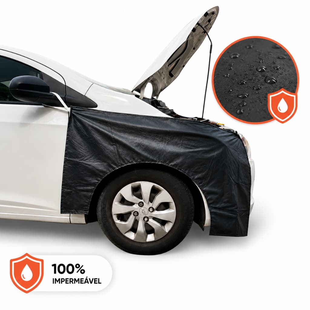 Capa Para-Lamas Automotiva 100% Impermeável Proteção de Pintura Com Elástico Kit 2 Peças