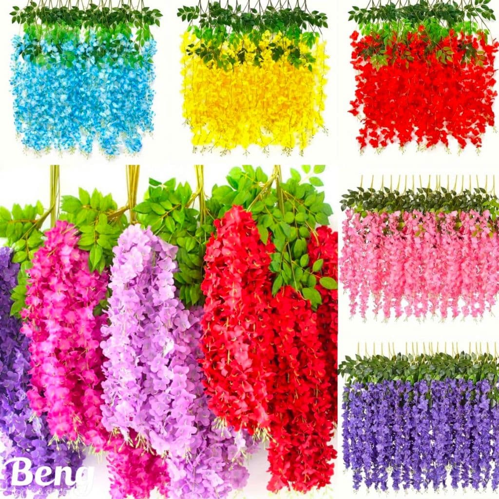 Planta Artificial Cerejeira Pendente Glicinias Diversas Cores Decoração Casa Casamento -A-524