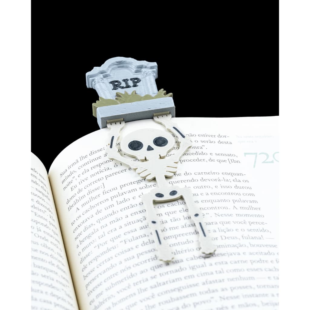 Marcador de Página Caveira com lápide Criativo Geek Decorativo Impresso em 3D