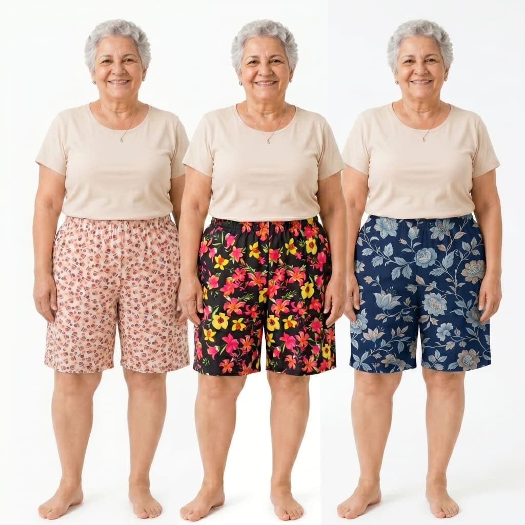 KIT COM 3 Bermudas de Senhora Microfibra Confortável Fresquinho