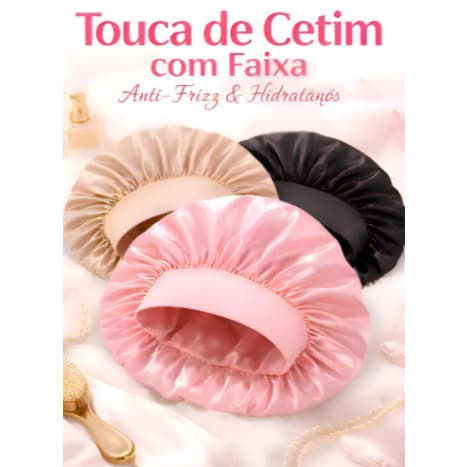 Touca de Cetim Com Faixa Larga Anti Frizz