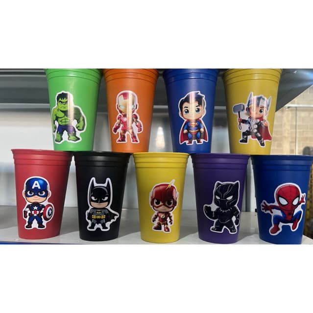 Kit 24 copos infantis personagens coloridos dia das Crianças Aniversário Lembrancinha Escola