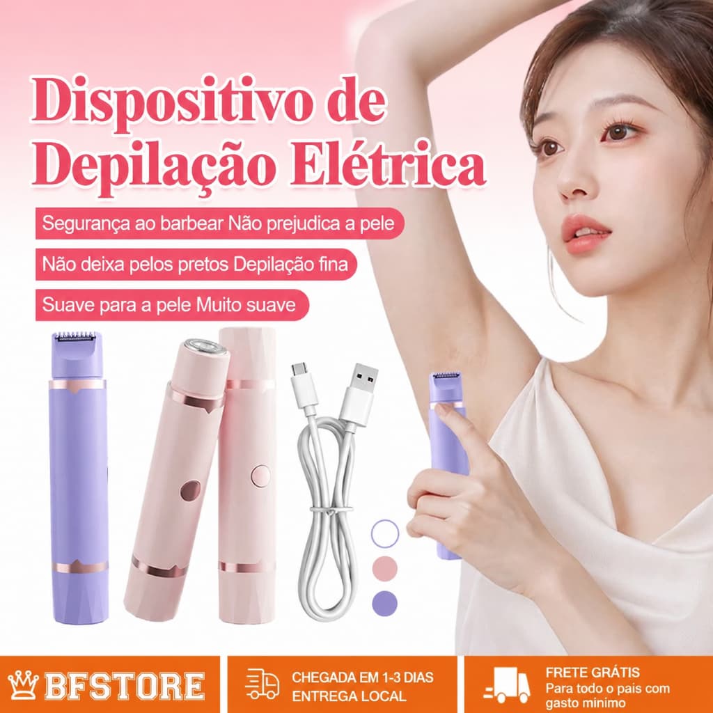 100% Importado Depilador Elétrico Feminino Recarregável, Navalha Dupla - Removedor de Pelos