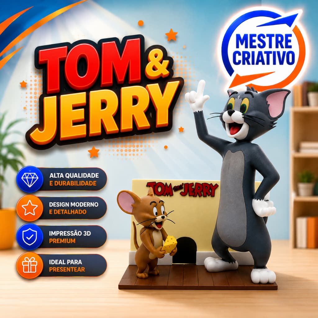 Miniatura Tom e Jerry Impressa em 3D em PLA | Colecionável Geek | Decoração e Presente Criativo