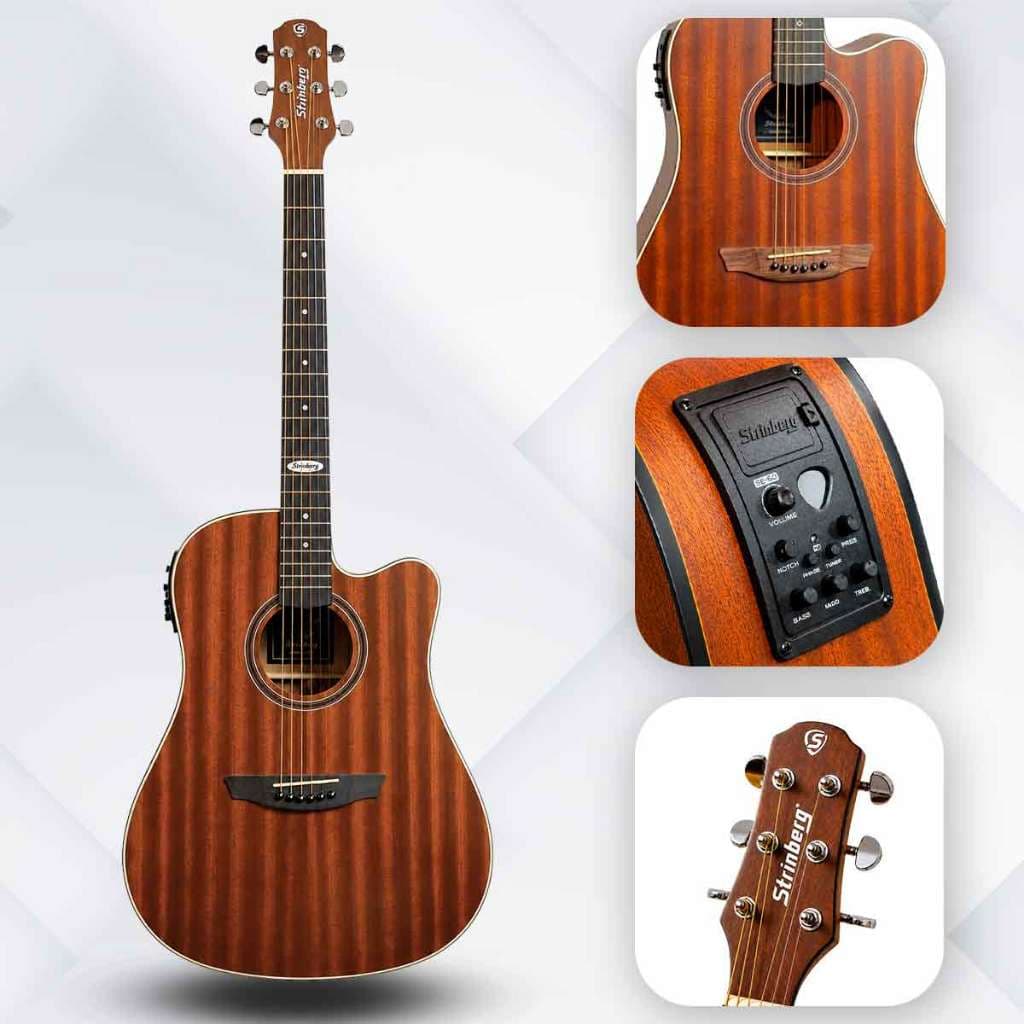 Violão Strinberg Eletroacústico SD200C MGS Folk Afinador digital Pré SE-60 Marcação Escala: Circular