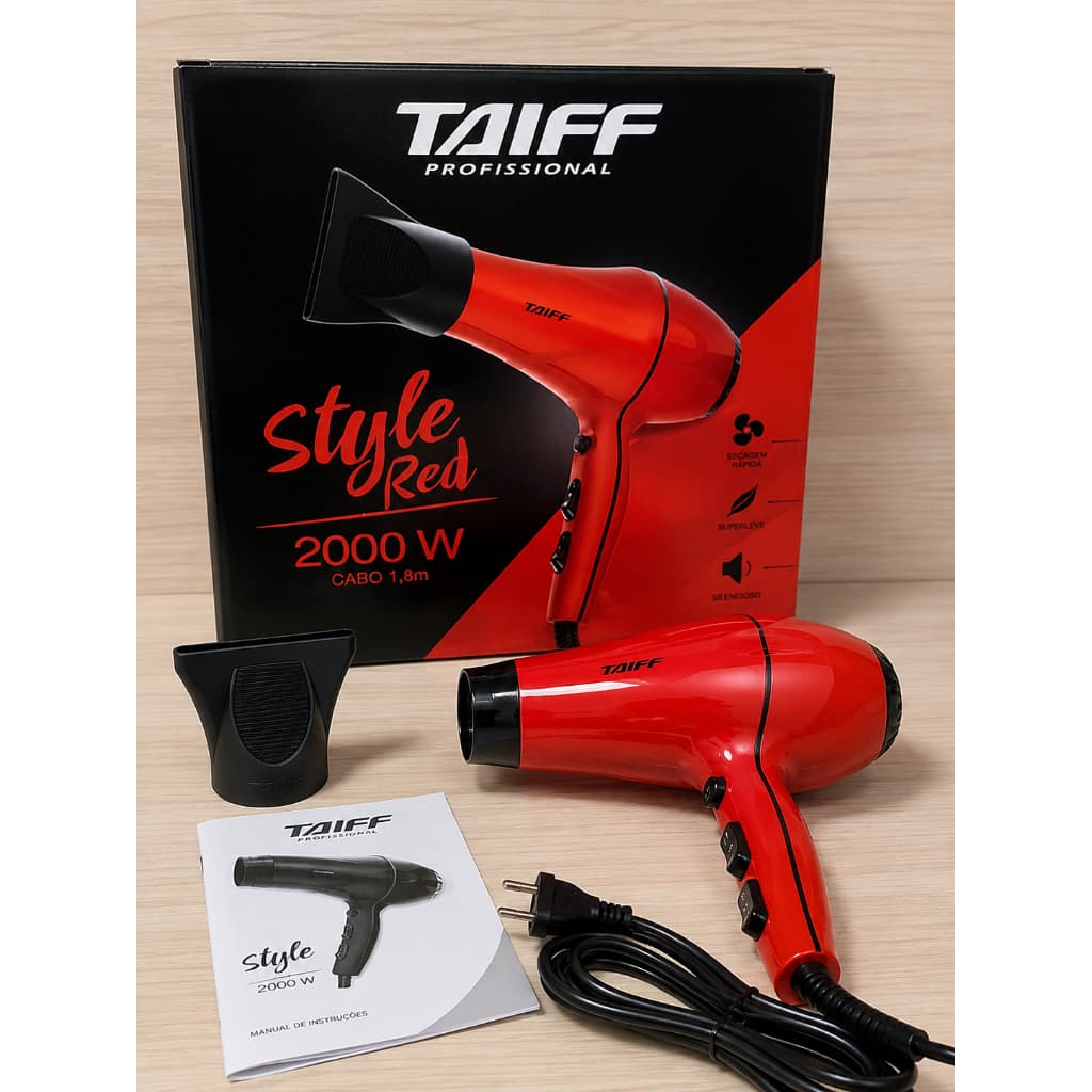 Secador De Cabelo Taiff Style Red 2000W Profissional Secagem Rápida Superleve