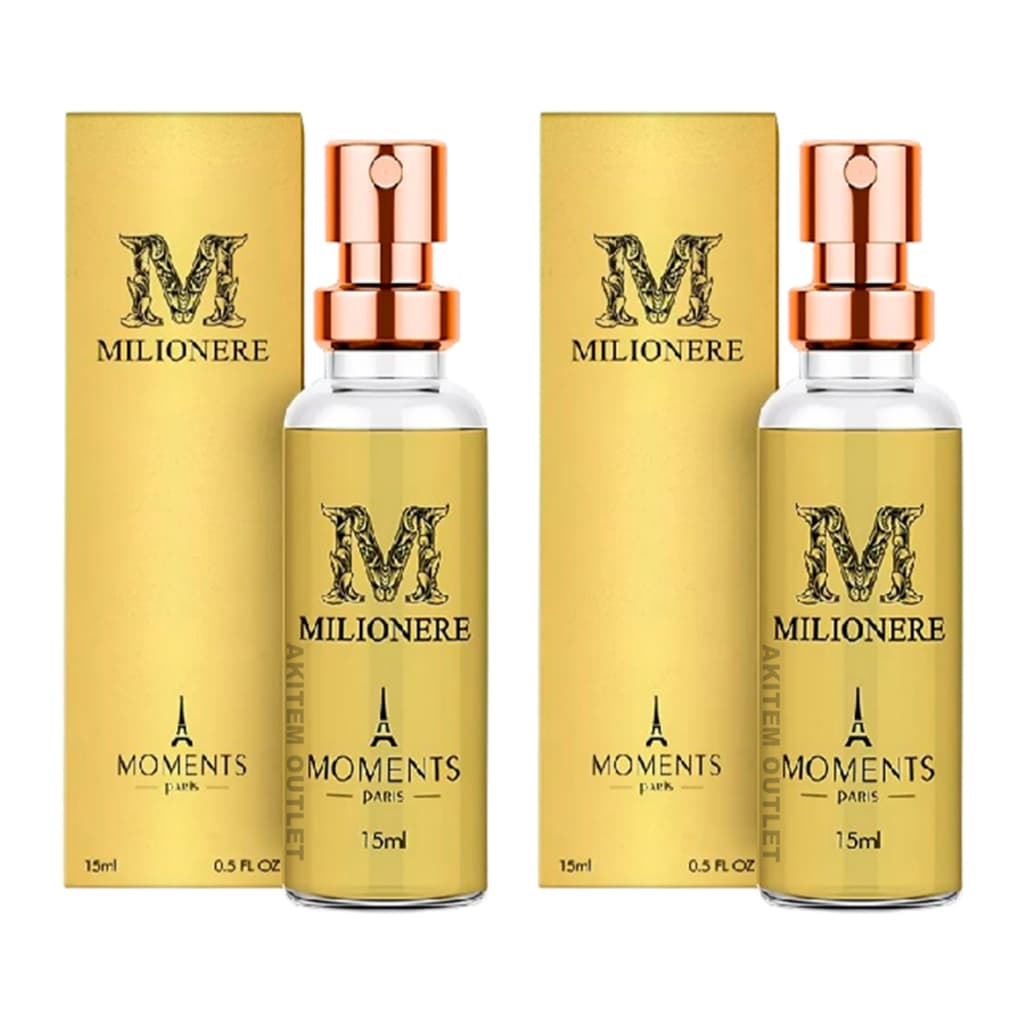 Kit 02 Perfume Masculino Milionere Moments Paris 15ml Para Bolso Bolsa Alta Fixação Melhor Da Perfumaria Masculina