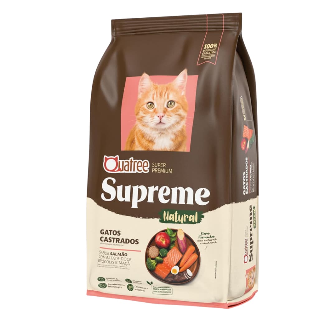 Ração Gato Castrado Quatree Supreme castrado 2,5KG Salmão Alta Palatabilidade - Envio Imediato